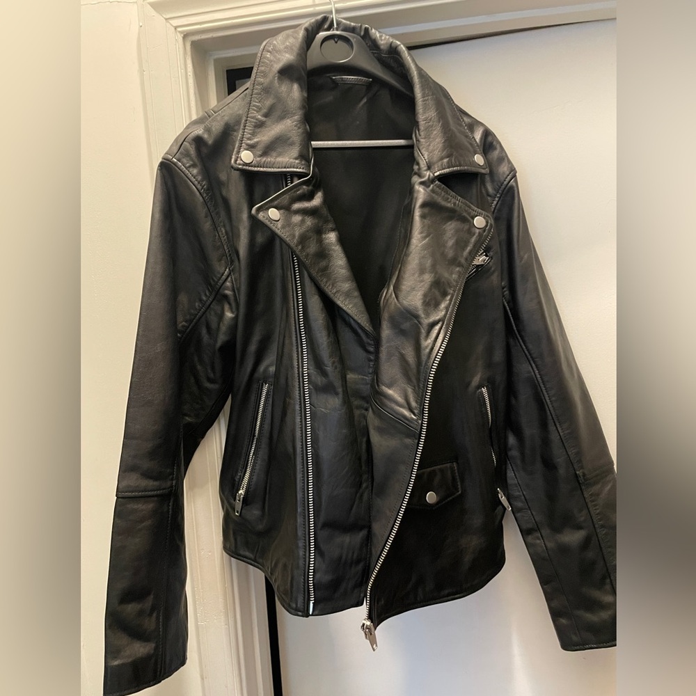 Zara men’s Black Leather Jacket